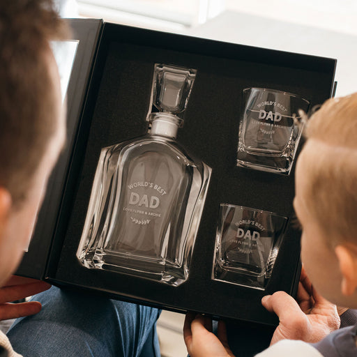 Customised Engraved Premium Father's Day Decanter and twin scotch glass set Present