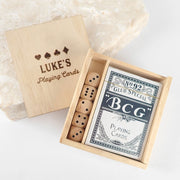 Personalised Engraved Wooden Gift Boxed Playing Cards with Dice