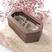 Customised Engraved Names Bride and Groom Walnut Wedding Ring Box