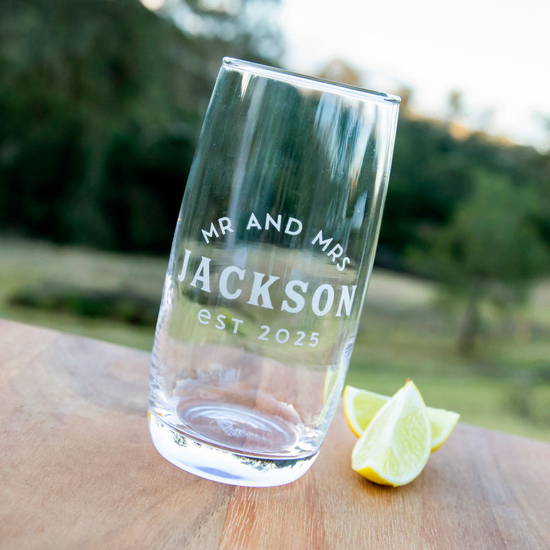 Custom Artwork Engraved Name Wedding Water Glass