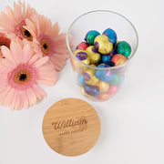 Custom Artwork Engraved Child's Name Easter Egg Lolly Jar with Bamboo Lid
