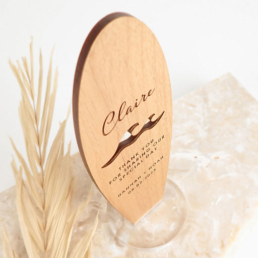 Customised Engraved Wooden Surf Board Beach Wedding Place Cards Favours