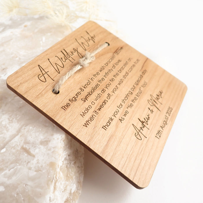 Customised Engraved Wooden "A Wedding Wish" favour Bracelet Bomboniere
