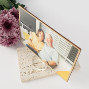 Engraved bamboo postcard with message and photo