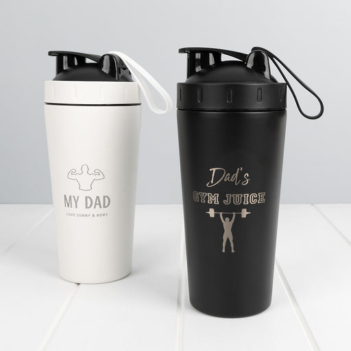 Personalised 750ml protein shaker for Dad in matte black or white finish