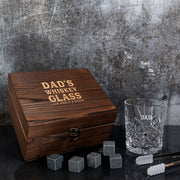 Engraved Father’s Day whiskey set with personalised glass and box