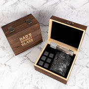 Custom whiskey gift set with stones and tongs for Dad or Grandad