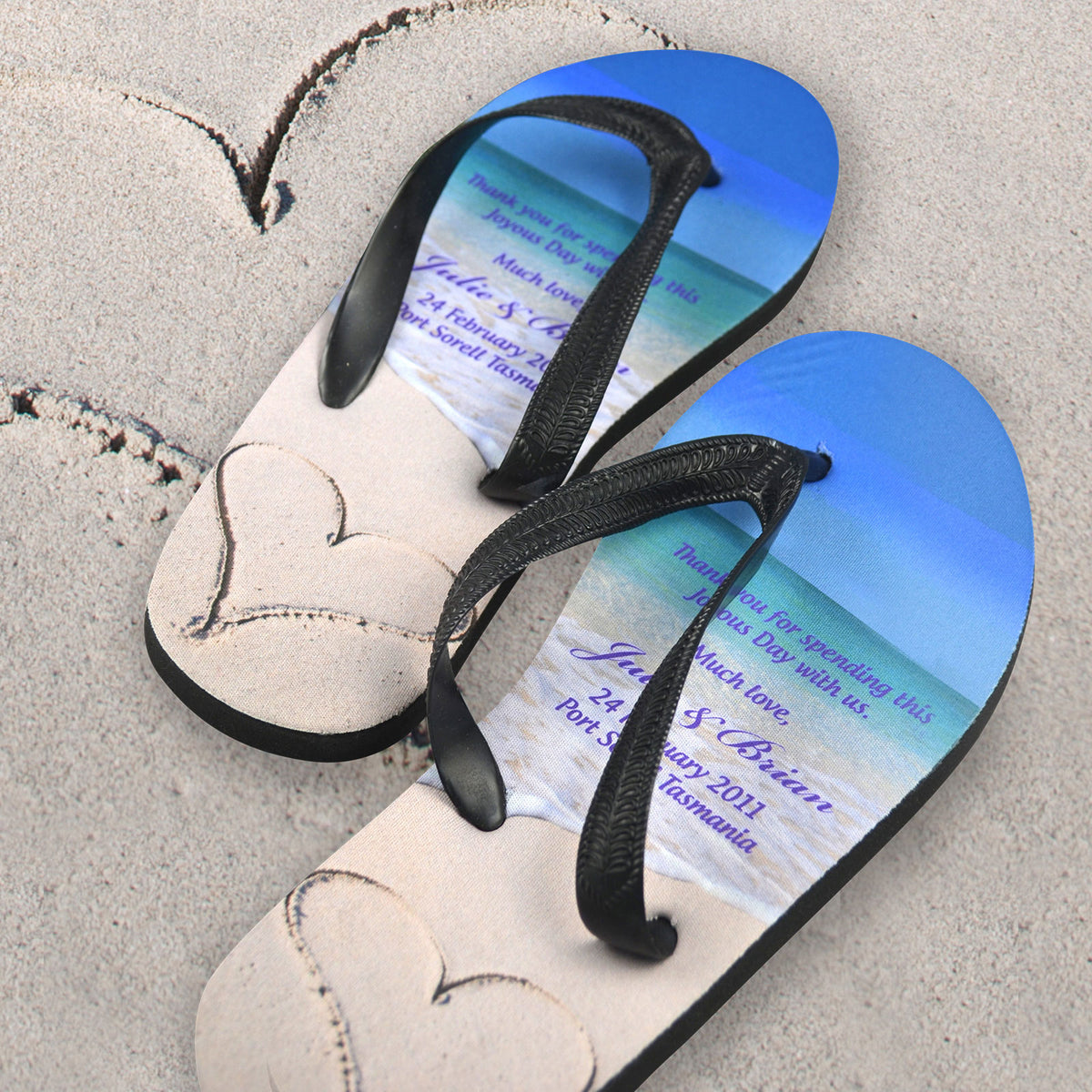 Wedding Beach Thongs Flip Flop Jandals Personalised Favours