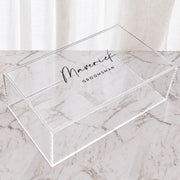 Clear acrylic Best Man gift box personalised for a wedding