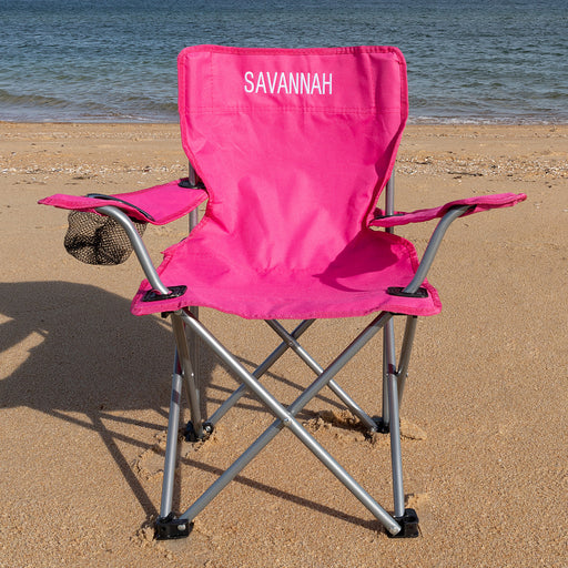 Personalised Kids Foldable Camping Beach Chair Pink Baby Blue