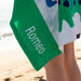 Custom Embroidered Green Blue Boys Name Dinosaur Hooded Beach Towel