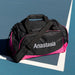Custom Artwork Embroidered Name Hot Pink and Black Sports Kids Duffle Bags