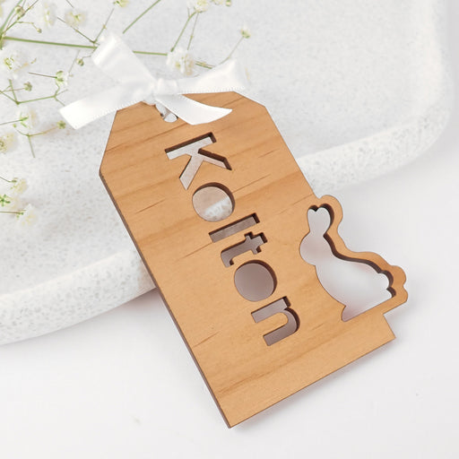 Laser Cut Name Wooden Easter Gift Tag 