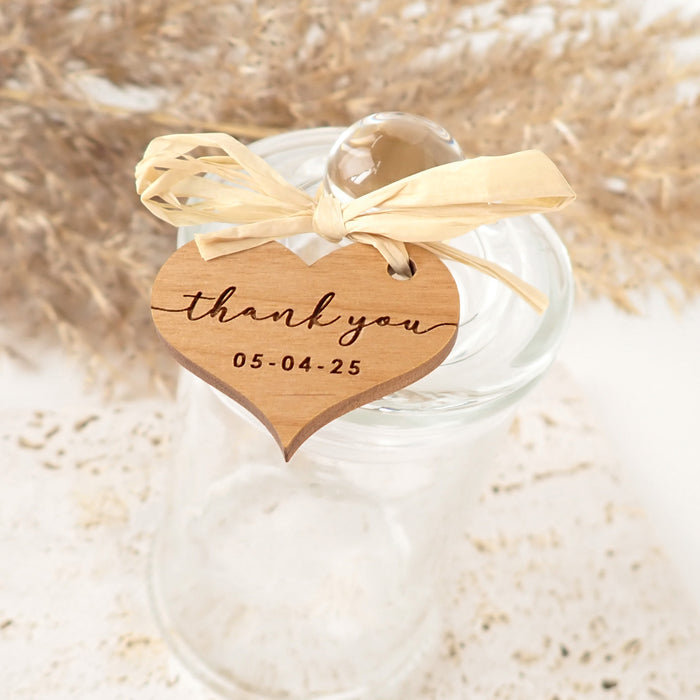 Customised Engraved Name Glass Lolly Jar Wedding Favours With Wooden Gif Tag