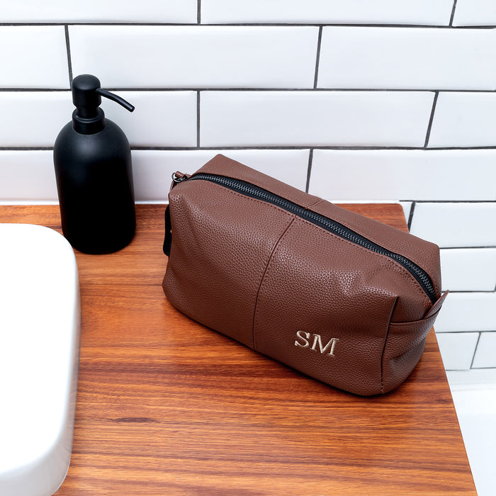 Custom Artwork Embroidered Initials Men Toiletry Wash Bag