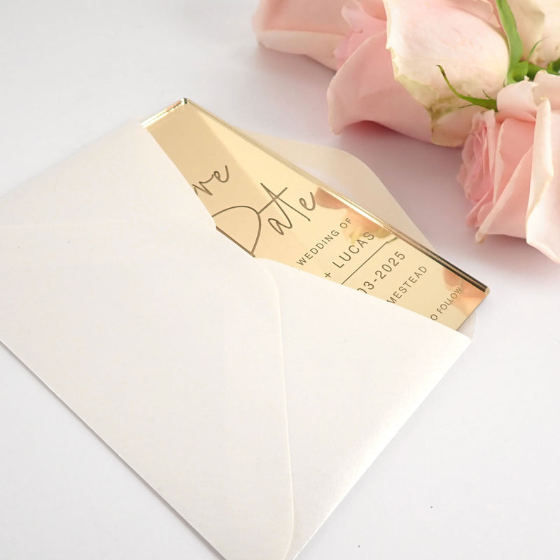 Mirror Silver & Gold Save the Dates