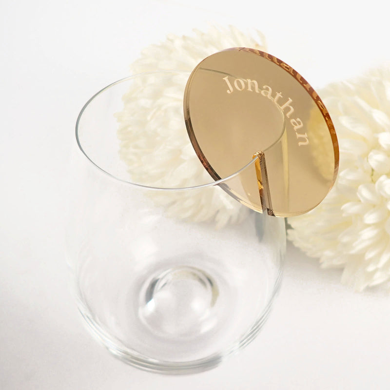 Round Acrylic Placecards for Glassware
