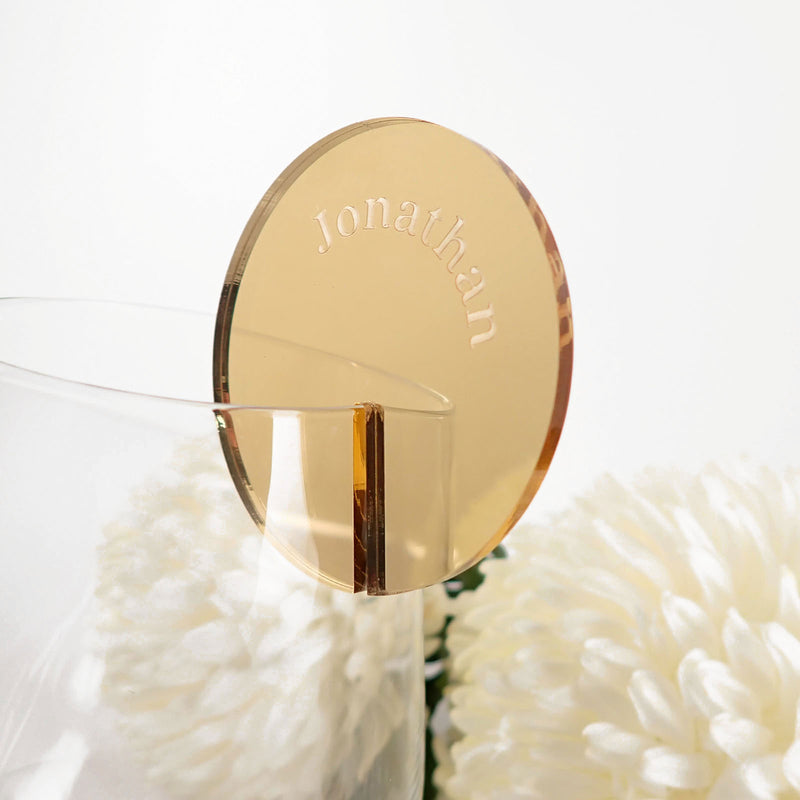 Round Acrylic Placecards for Glassware