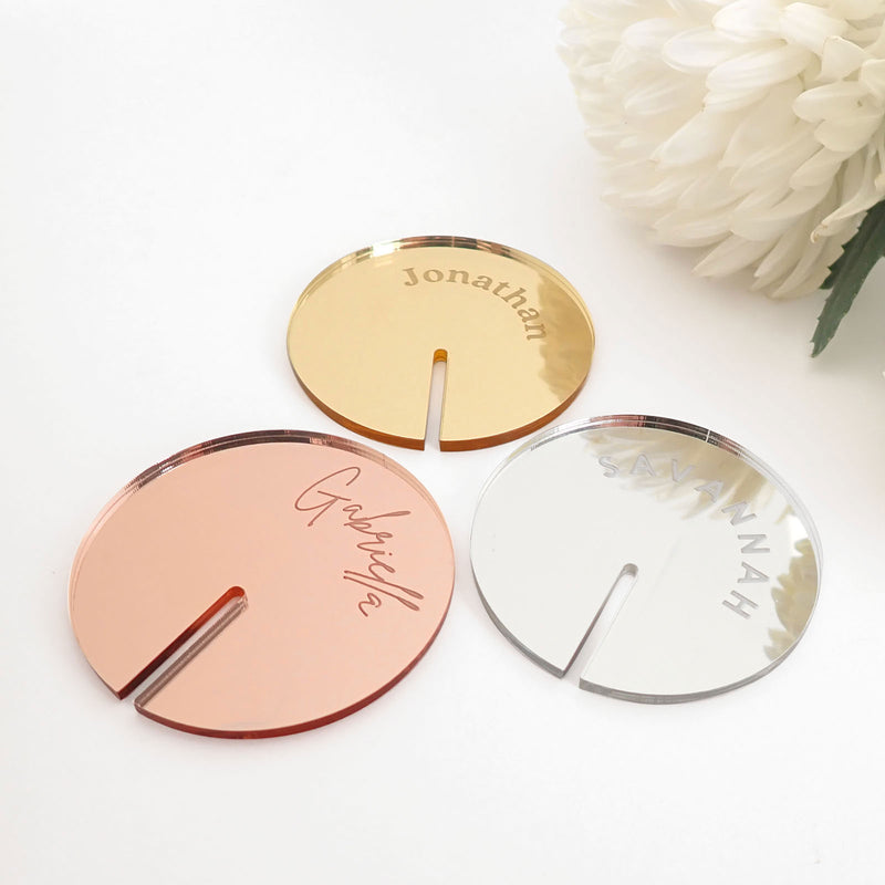 Round Acrylic Placecards for Glassware