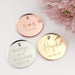 Customised Engraved Name circle Mirror Rose Gold, Silver and Gold Wedding Favour Gift Tags