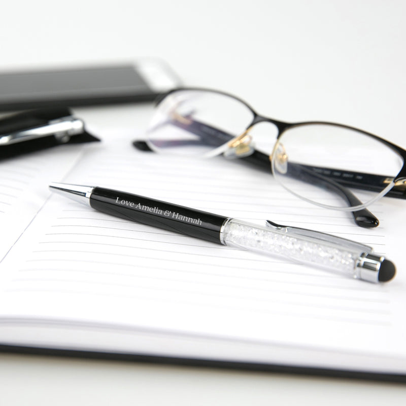 Customised Engraved Mother's Day Black & White Crystal Pen Present