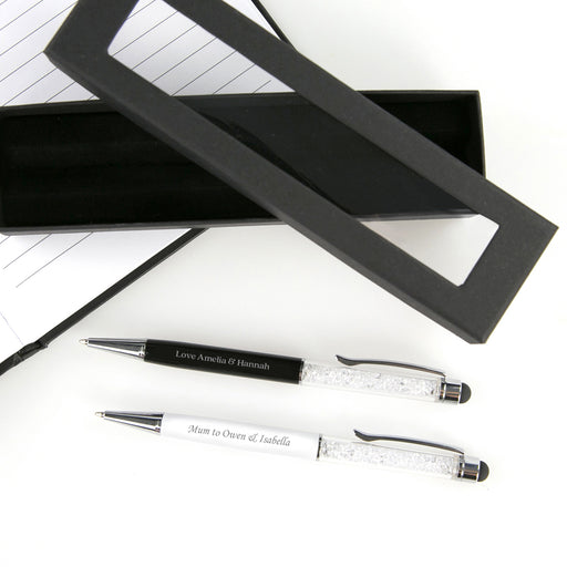 Personalised Engraved Mother's Day Black & White Crystal Pen with Gift Box Present
