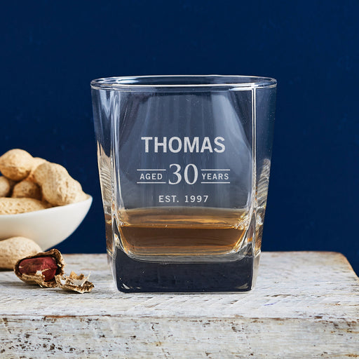 Unique 30th Birthday Gift – Laser Engraved Whiskey Glass for Milestone Celebrations