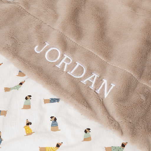 Custom Embroidered Baby's Name Beige Blanket