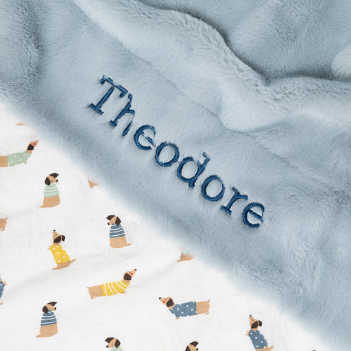 Custom Embroidered Baby's Name Blue Blanket