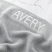 Unisex grey cotton baby blanket personalised for newborn