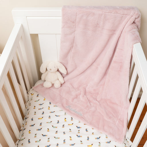 Personalised Faux Fur Baby Blanket Pale Pink