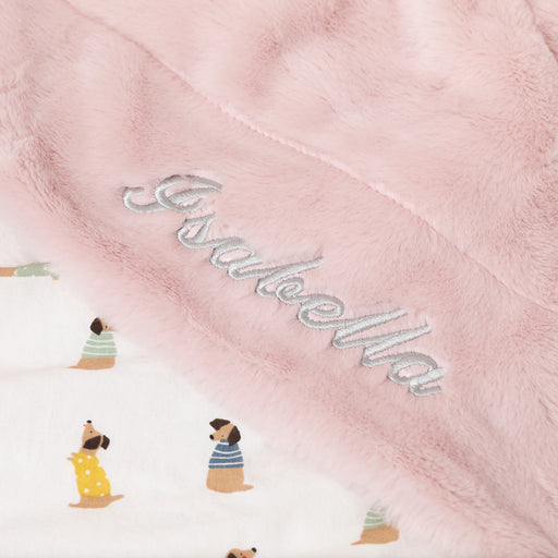 Custom Embroidered Baby's Name Pink Blanket