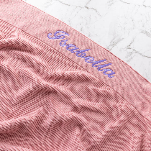 Soft cotton baby blanket personalised with embroidered first name