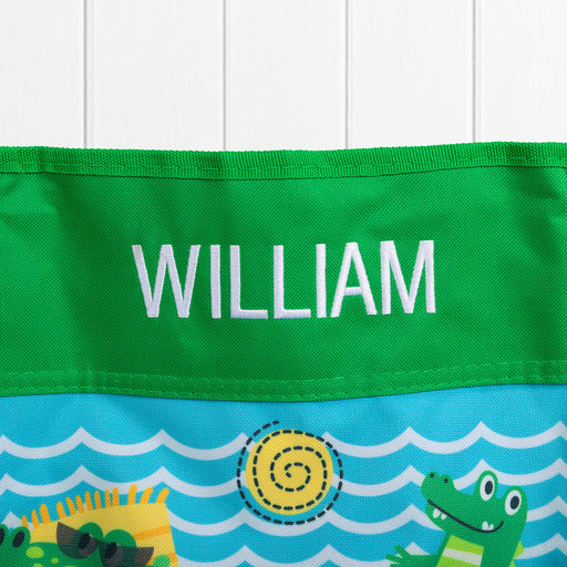 Customised Embroidered Kids Name Beach Chair - Green