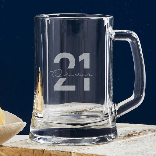 Personalised 500ml beer mug, a unique 21st birthday gift for any beer lover