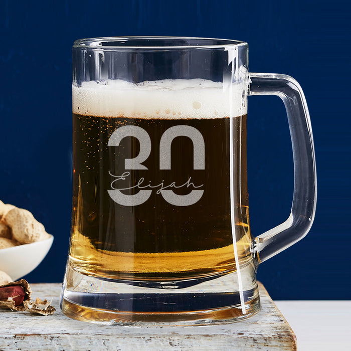 Unique 30th Birthday Gift – Laser Engraved Beer Mug with Sturdy Handle for Celebrations