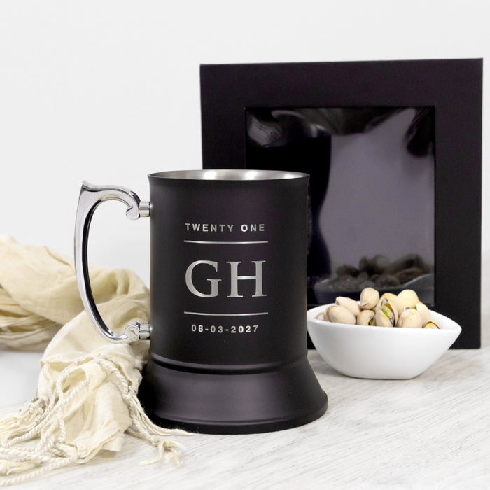 Custom beer mug gift for men, featuring bold metallic text and stylish packaging