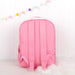 Back view of pink children’s backpack highlighting padded adjustable shoulder straps.