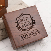 Corporate client appreciation gift brass compass with custom engraved box
