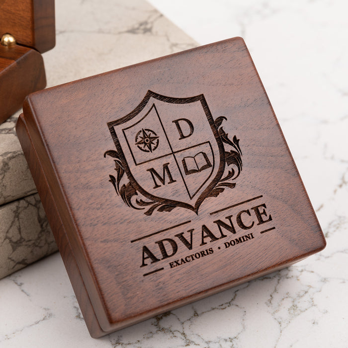 Corporate client appreciation gift brass compass with custom engraved box