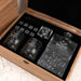 Custom Father's Day decanter gift set with laser-etched design and premium packaging.