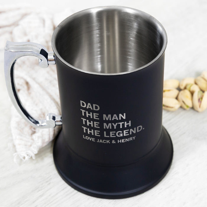 Custom stainless steel beer stein for Father’s Day with silver engraving