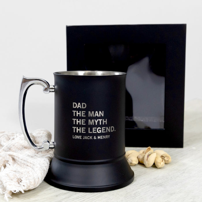 Engraved metal beer mug gift for dad, uncle, or grandad with 450ml capacity