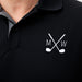 Black Under Armour golf polo featuring custom monogram and moisture-wicking fabric