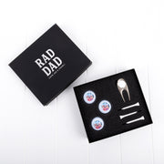 Custom golf gift for dad with family photo balls and engraved presentation box