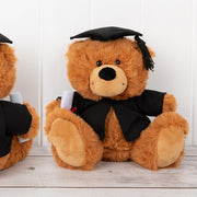 23cm graduation bear made from recycled materials, customised with name and year for preschool, school, or university graduates