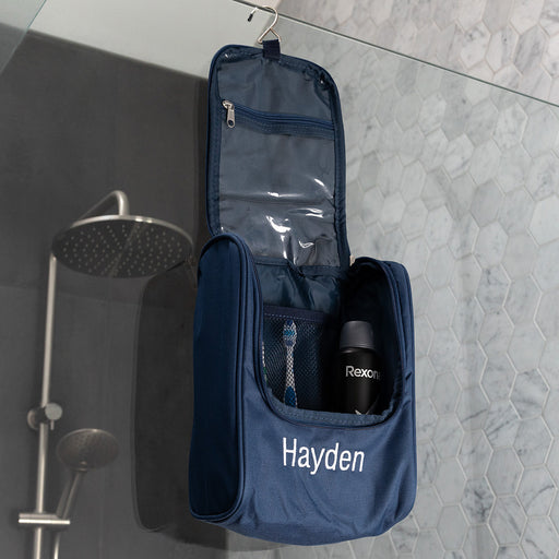 hanging toiletries bag travel Personalised Hanging Toiletry Bag Navy
