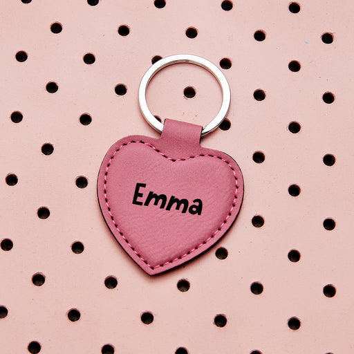 Engraved Pink Leatherette Heart Keyring – Thoughtful Gift for Any Occasion