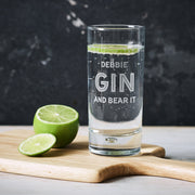 Personalised gin glass with custom engraved message, perfect for birthday or housewarming gift