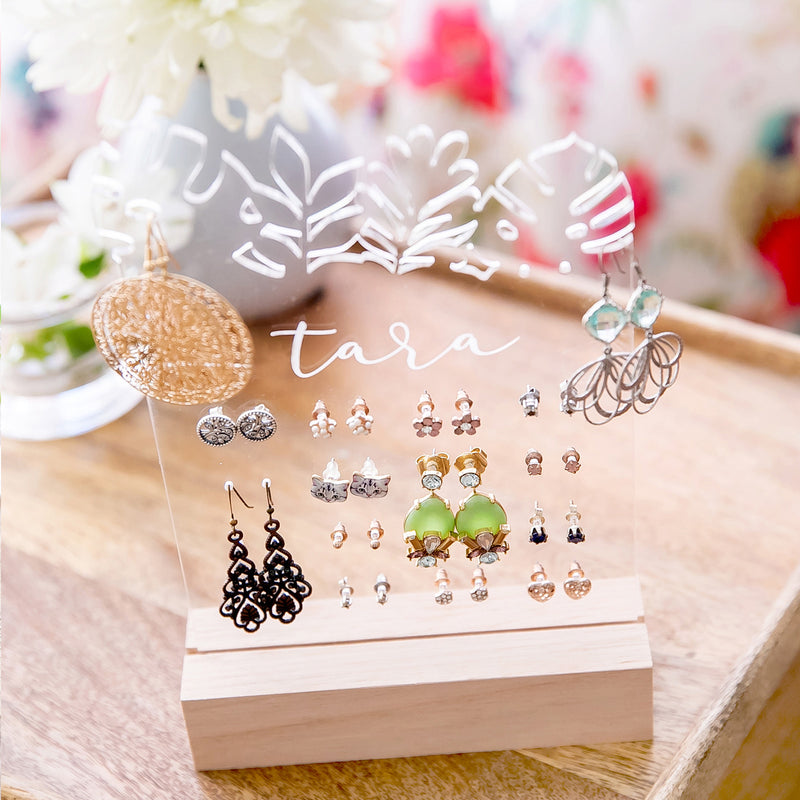 Personalised Engraved Clear Acrylic Jewellery Holder Birthday Gift